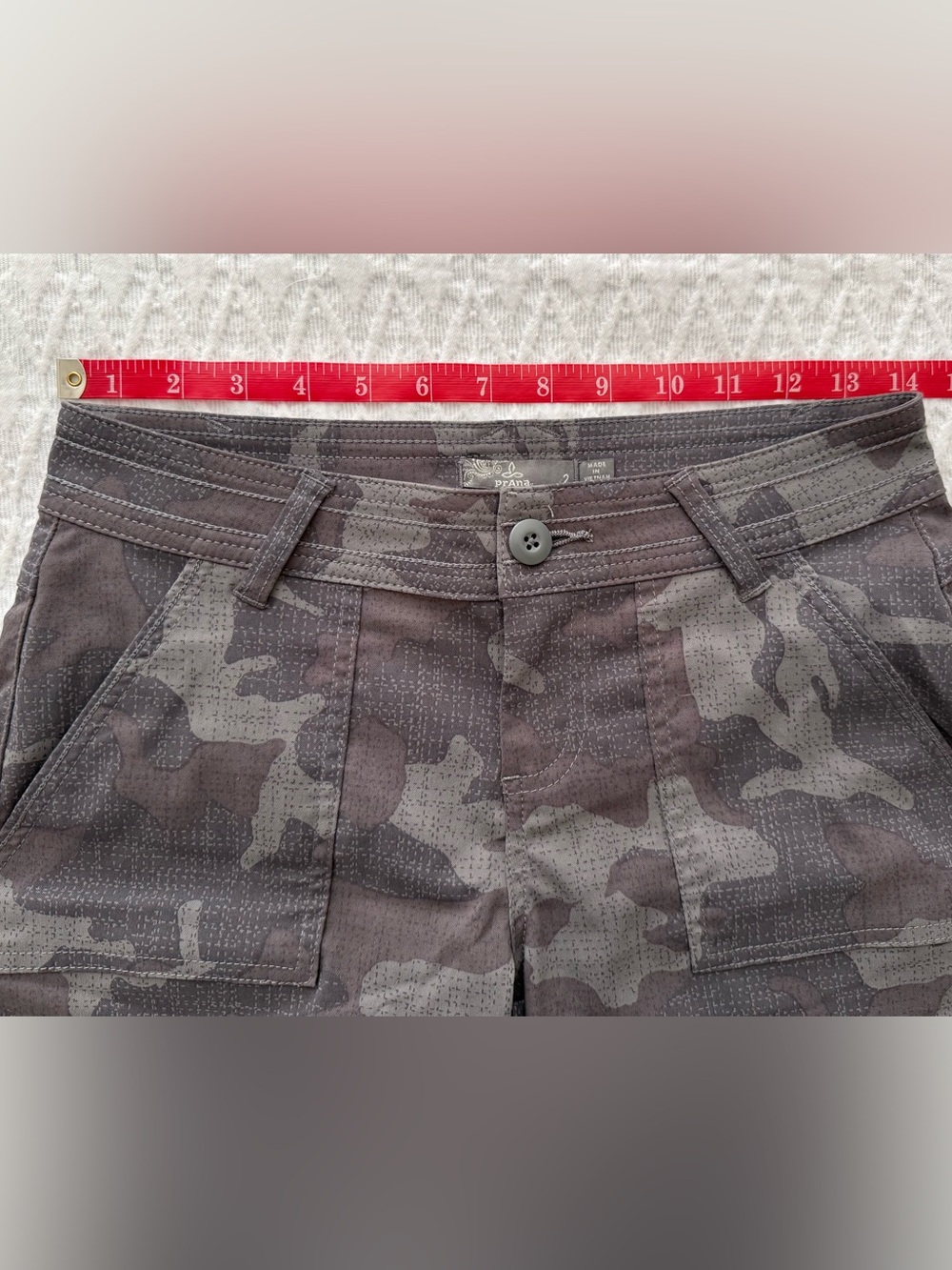 PrAna Olivia Hiking Outdoor Short Women’s 6.5” inseam Size 2 Gray Gravel Camo - Picture 5 of 7
